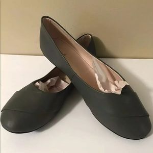 Pure J. JILL Leather Shoes Flats Ballerina Green